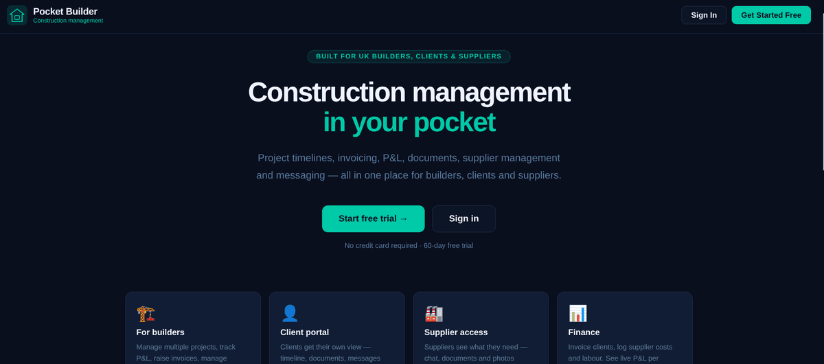 Pocket Builder website